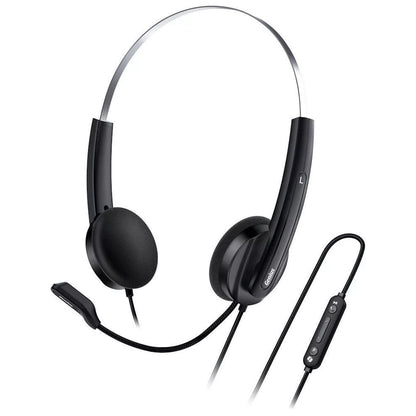 Genius HS-220U-C Copilot AI Lightweight Headset with Mic, Volume Control, Black