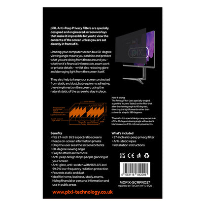 piXL 27 Inch Monitor Privacy Screen/ Privacy Filter, Anti-Glare, Blackout