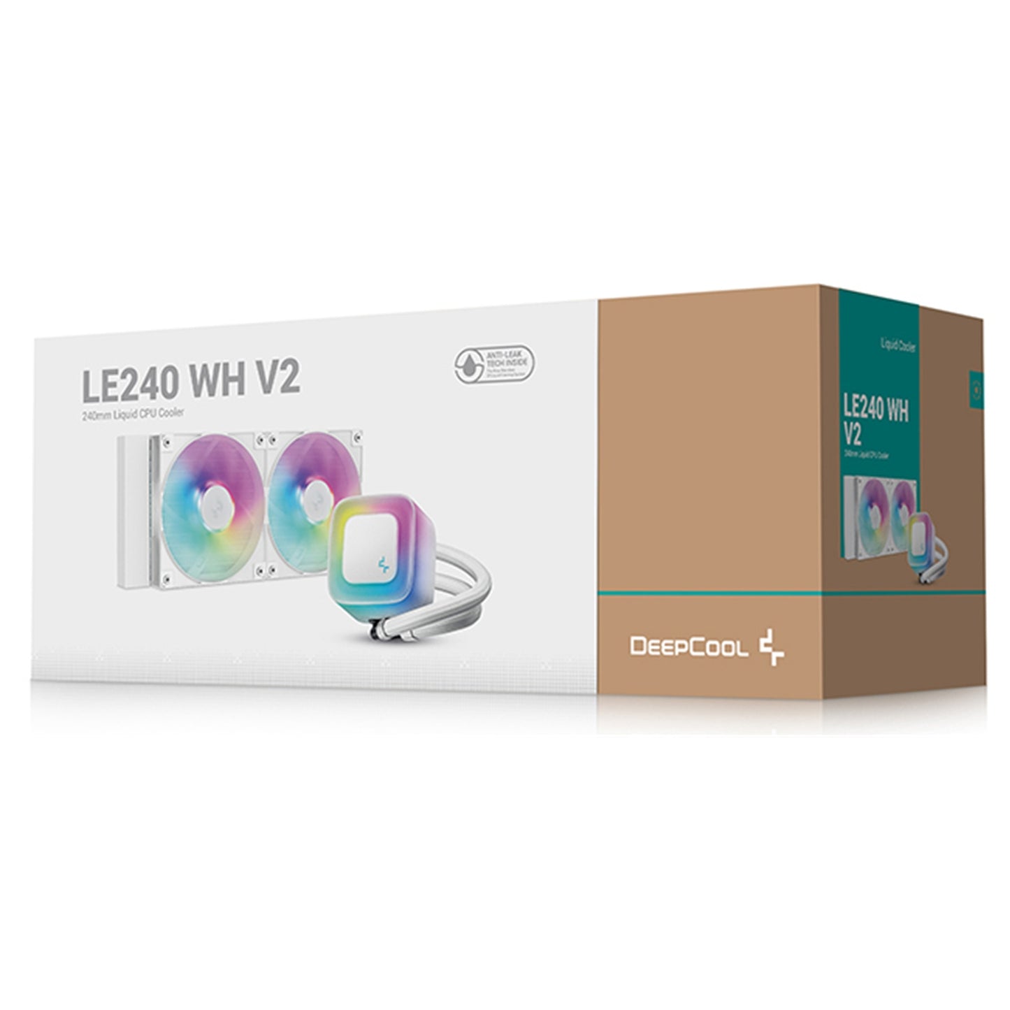 DeepCool LE240 V2 240mm Liquid CPU Cooler ARGB Fans, Anti-Leak Tech, Quiet Pump