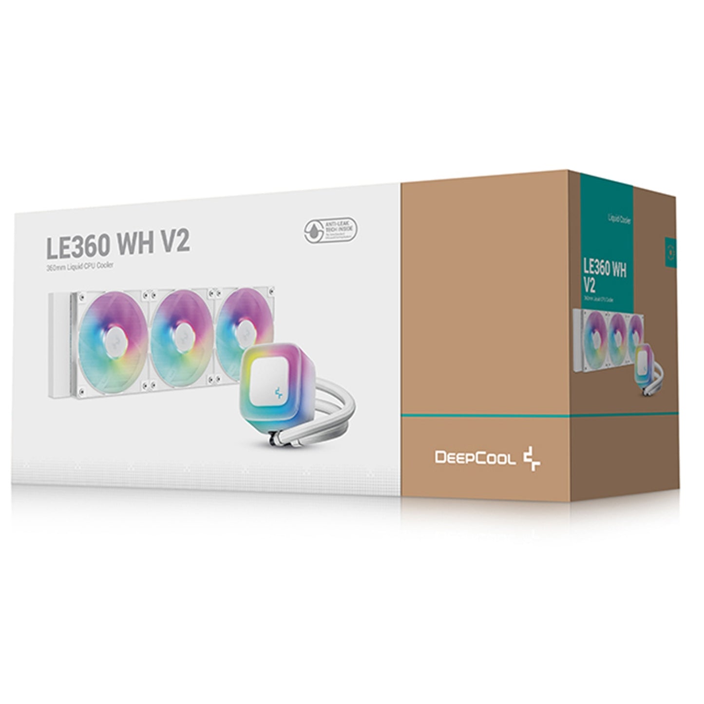 DeepCool LE360 V2 White 360mm Liquid CPU Cooler ARGB Fans Anti-Leak Tech