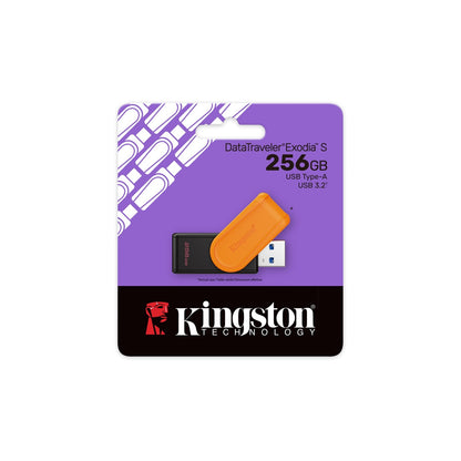 Kingston DataTraveler Exodia S DTXS/256GB USB Flash Drive, 256GB, Black/Orange