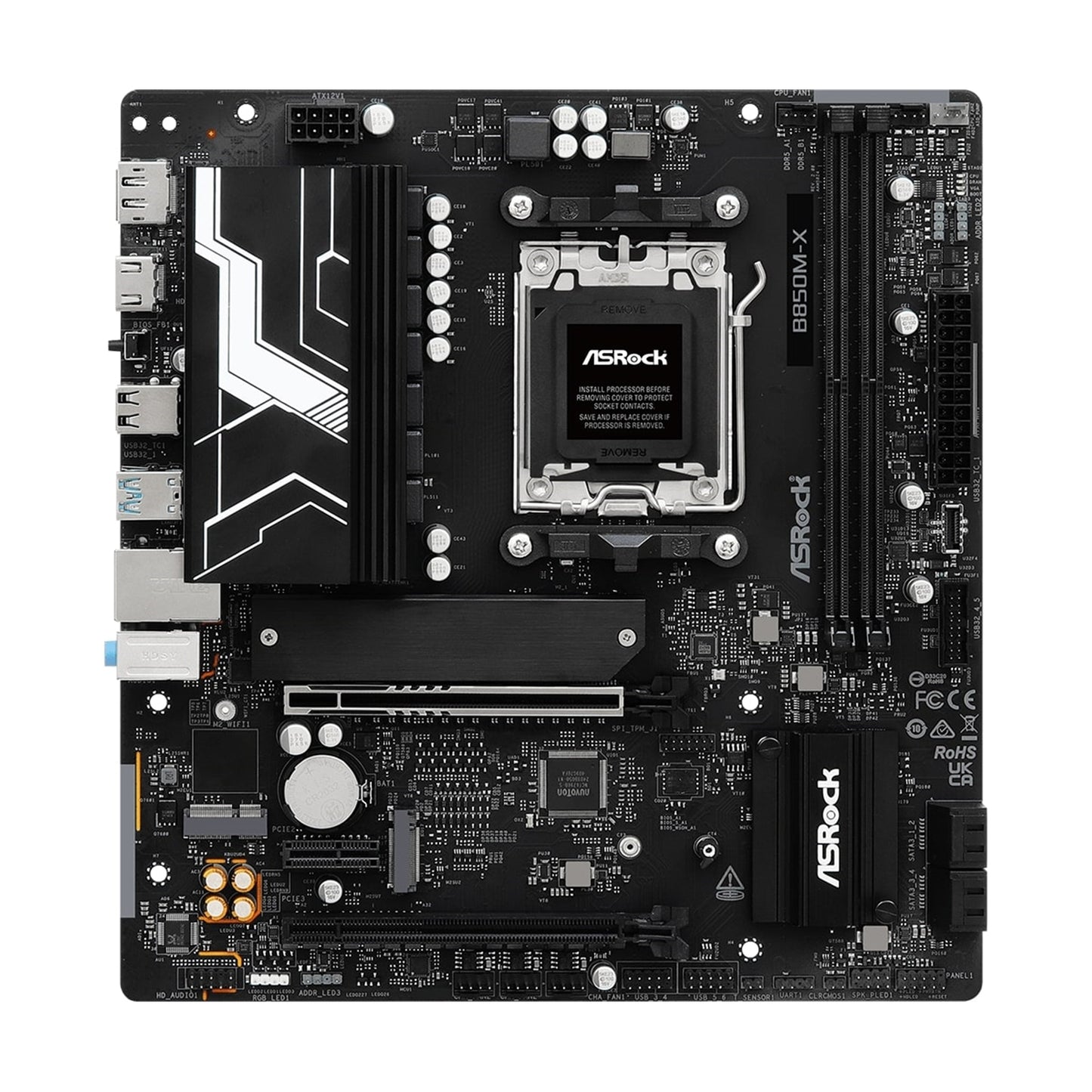 ASRock B850M-X AMD AM5 Socket Motherboard, Micro-ATX DDR5 M.2 USB-C LAN HDMI