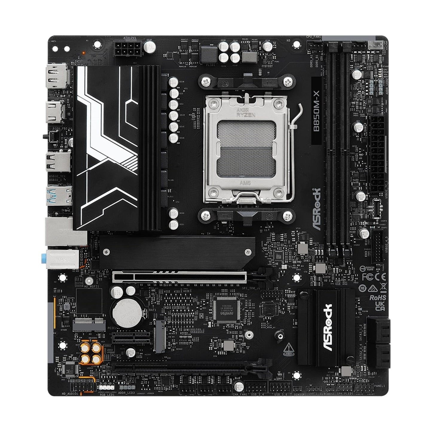 ASRock B850M-X AMD AM5 Socket Motherboard, Micro-ATX DDR5 M.2 USB-C LAN HDMI