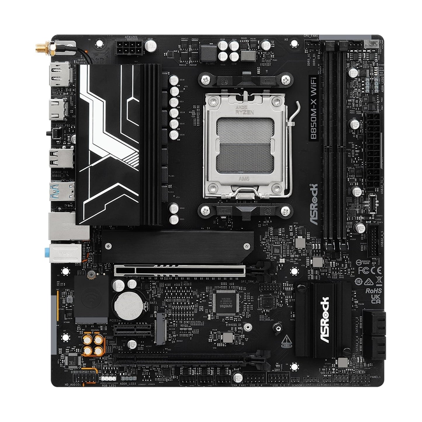 ASRock B850M-X WiFi AMD AM5 Socket Motherboard MATX DDR5 M2 USB-C LAN WiFi 6E DP