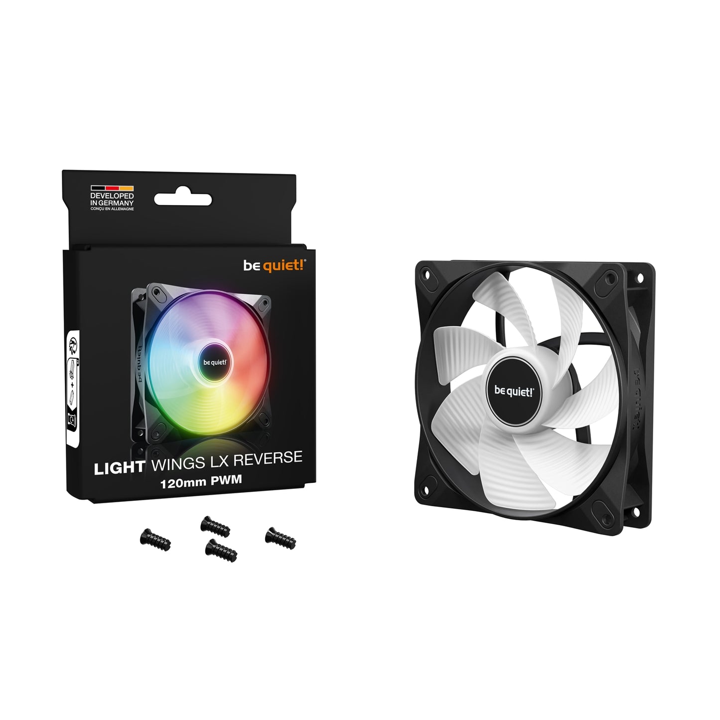 be quiet! Light Wings LX 120mm PWM Reverse, Black, ARGB Lighting