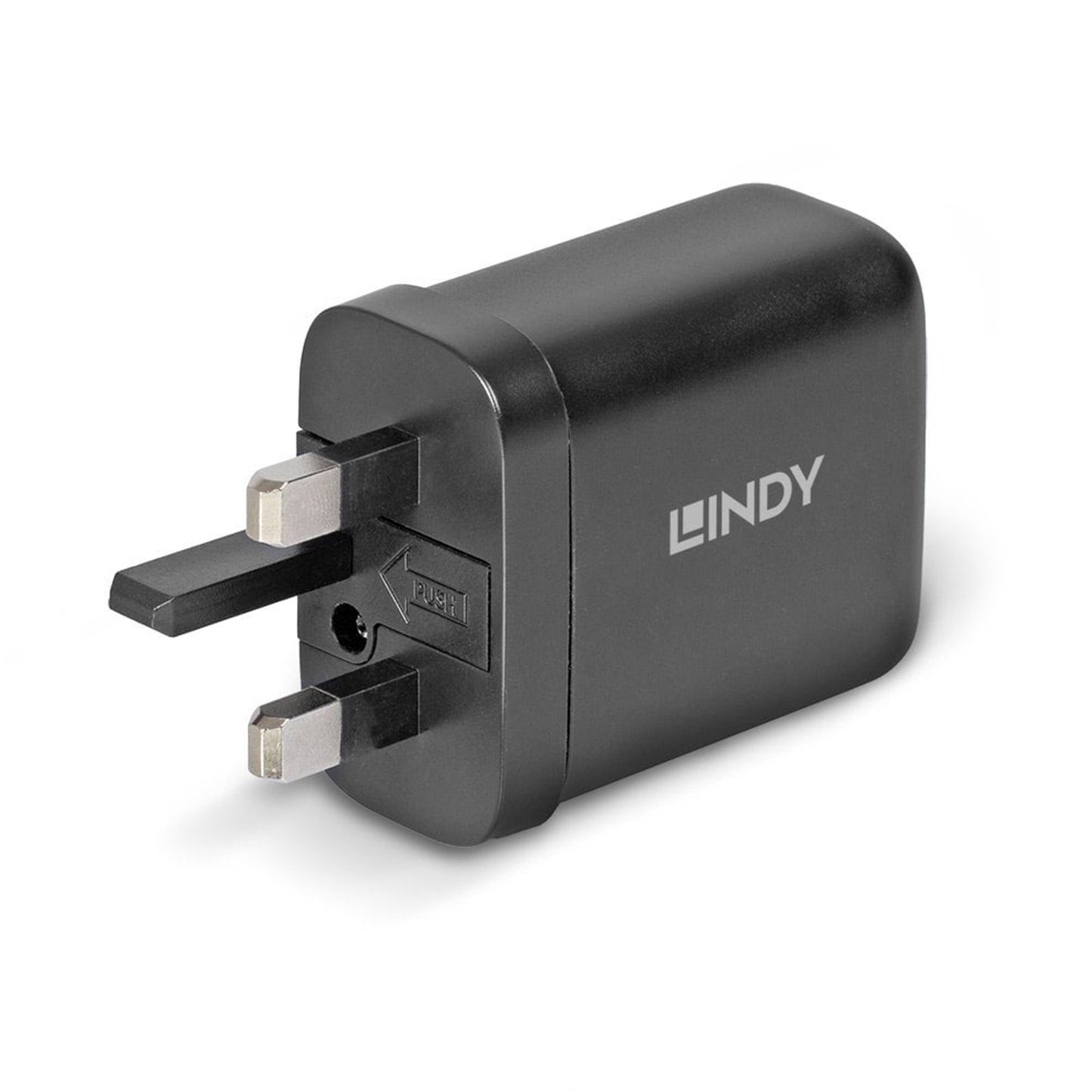 Lindy 65W USB 2 x Type C Charger, Input UK Plug, Output 2x USB Type C (F), Black