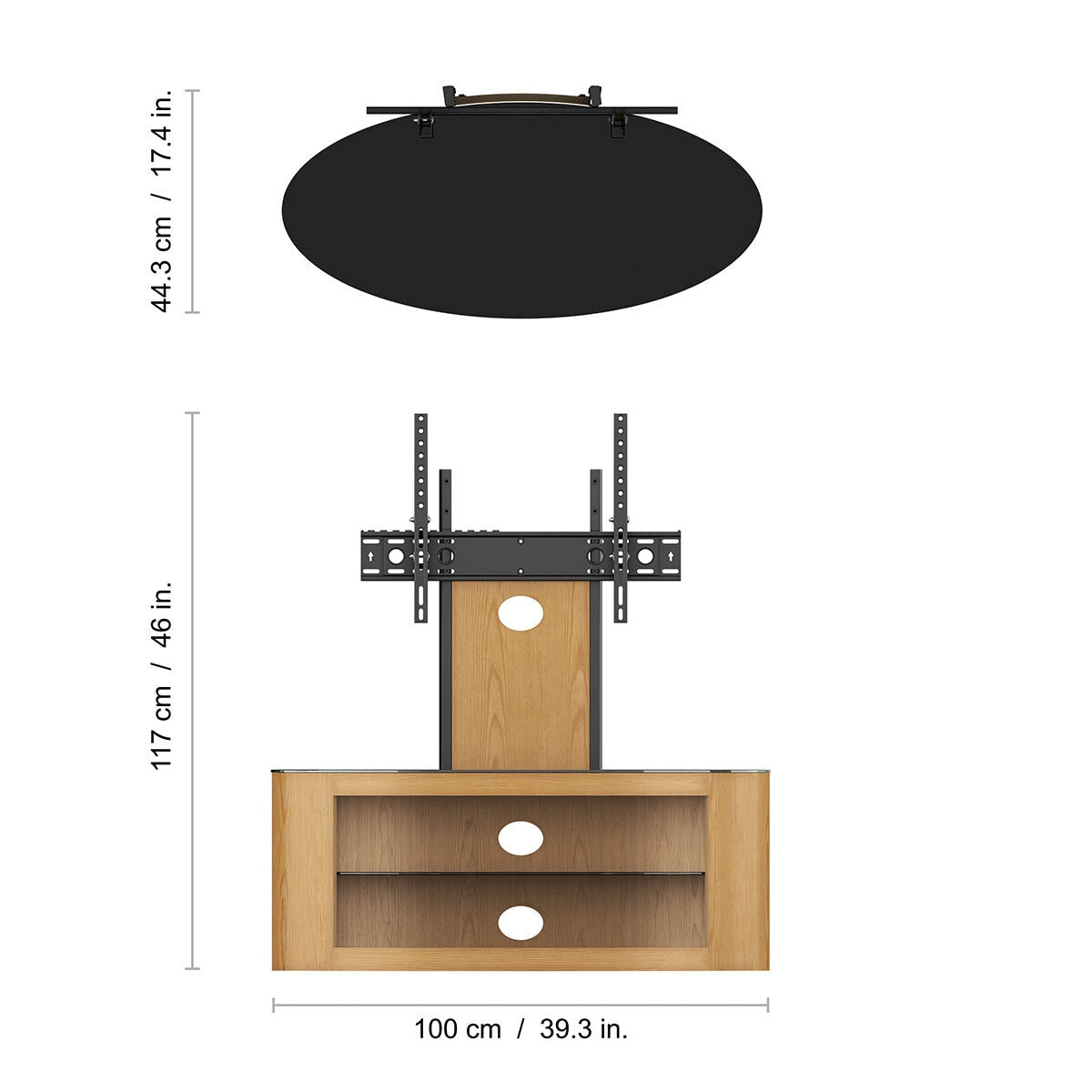 AVF Buckingham 1000 TV Stand for TVs up to 65 Inch, Oak
