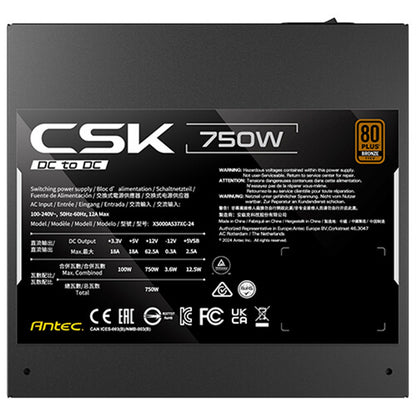 Antec CSK DC 750W PSU, 80+ Bronze PC Computer Power Supply, Fully Wired