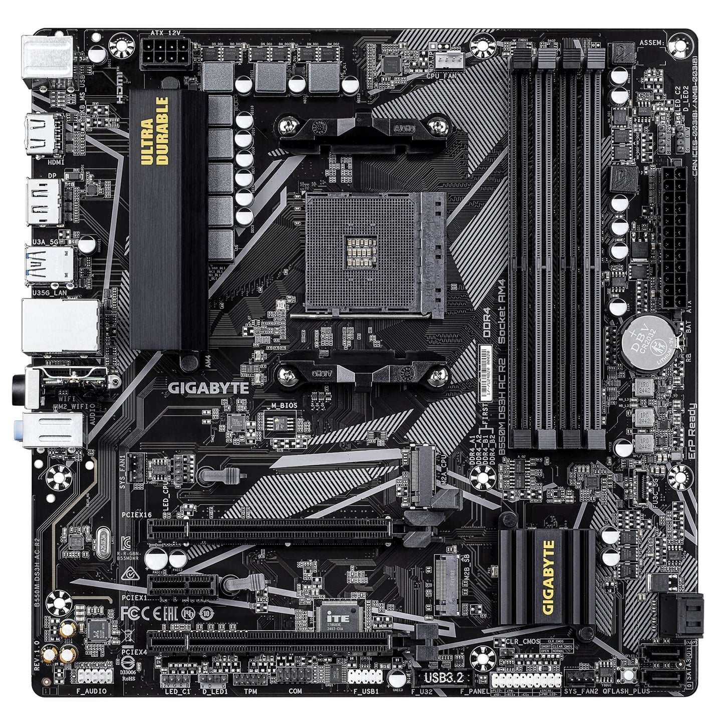 Gigabyte B550M DS3H AC R2 AMD AM4 Socket Micro ATX WiFi 6 Motherboard