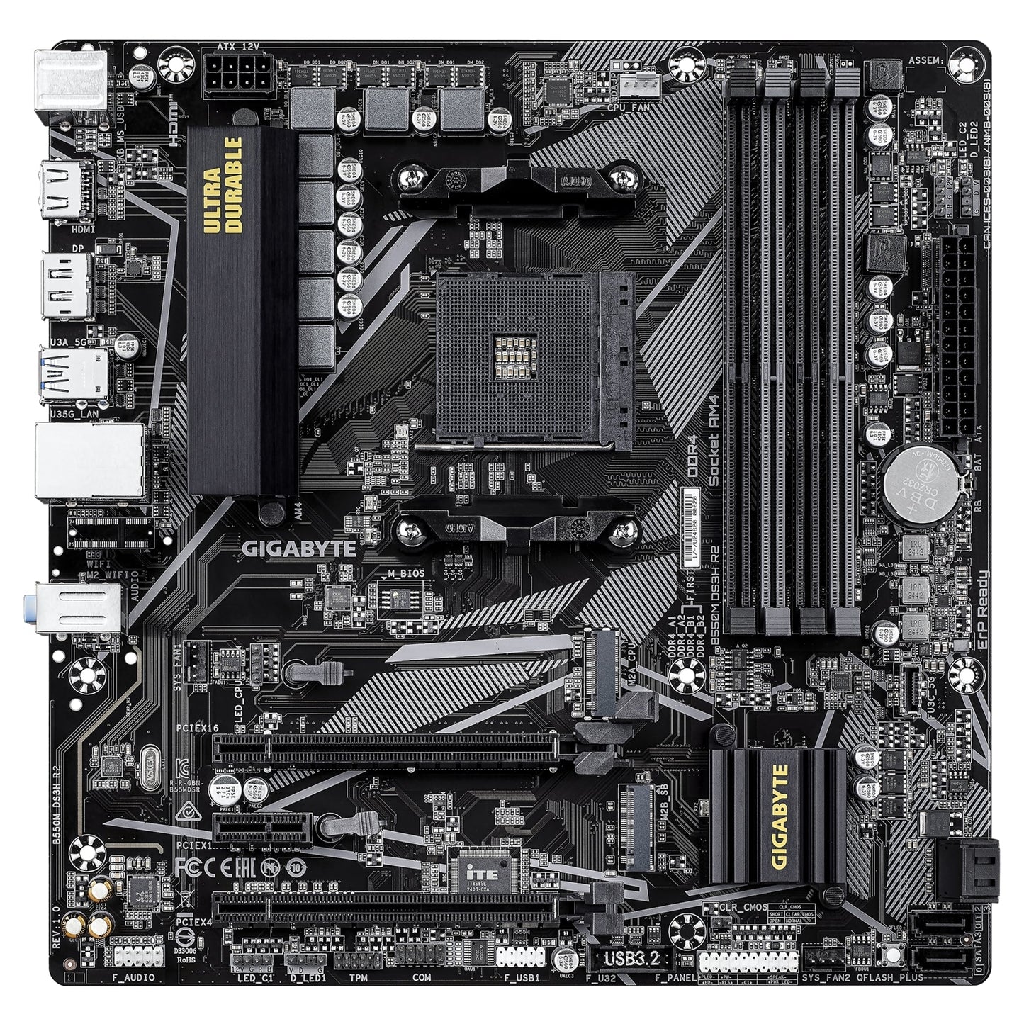 Gigabyte B550M DS3H R2 AMD AM4 Socket Micro ATX Motherboard, DDR4 DIMMS M2 PCIe4