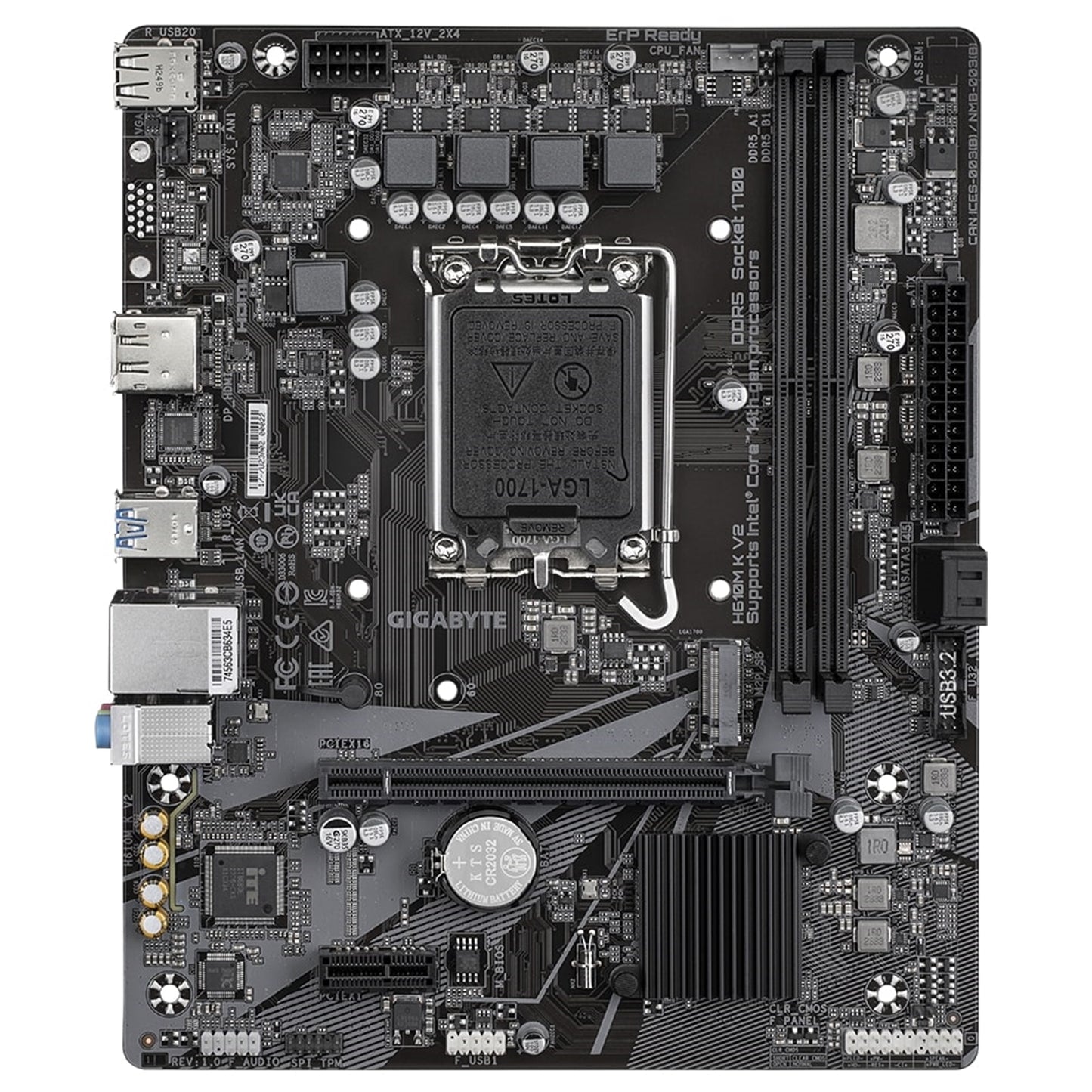 Gigabyte H610M K V2 DDR5 Intel Socket 1700 Micro ATX Motherboard, PCIe4.0 Design