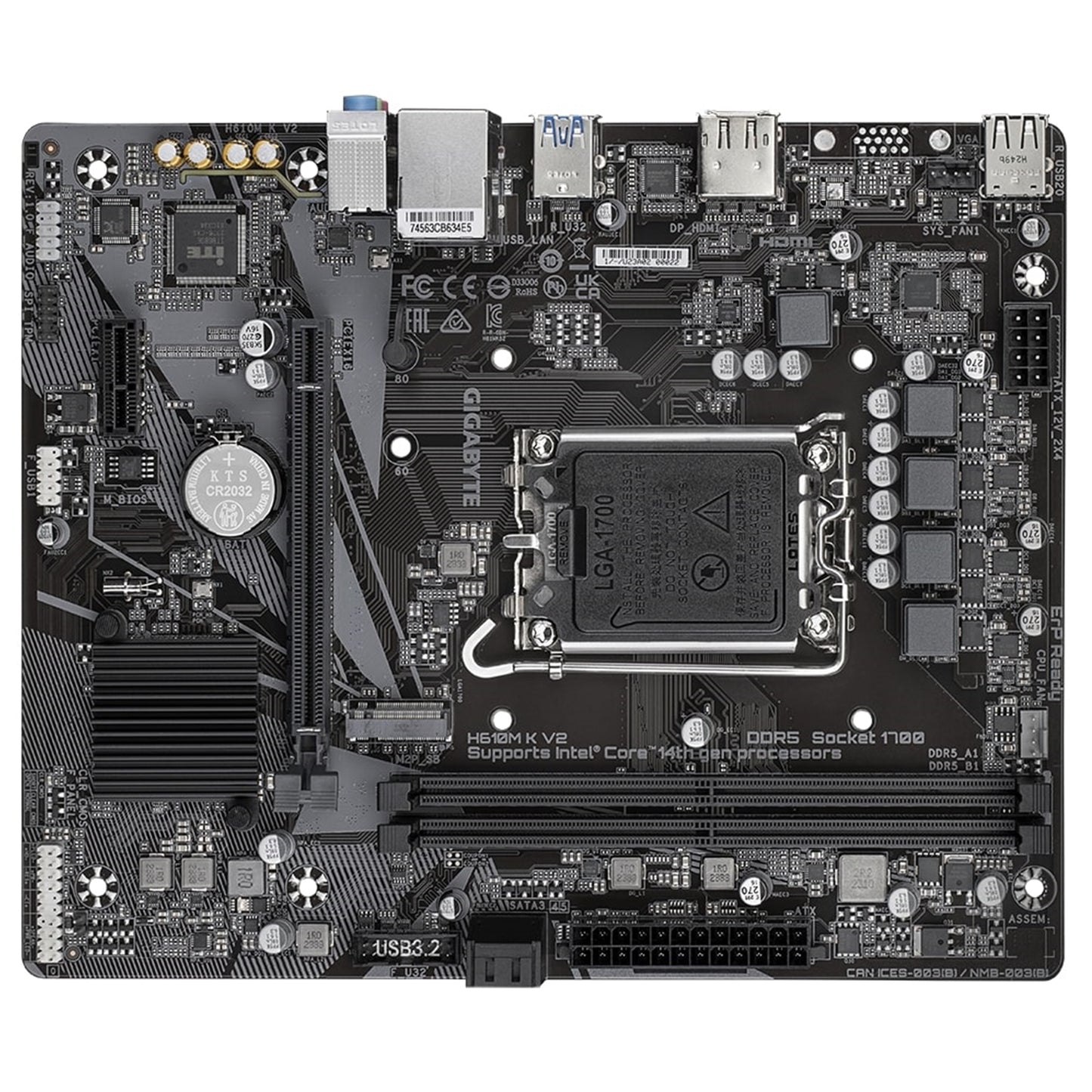 Gigabyte H610M K V2 DDR5 Intel Socket 1700 Micro ATX Motherboard, PCIe4.0 Design