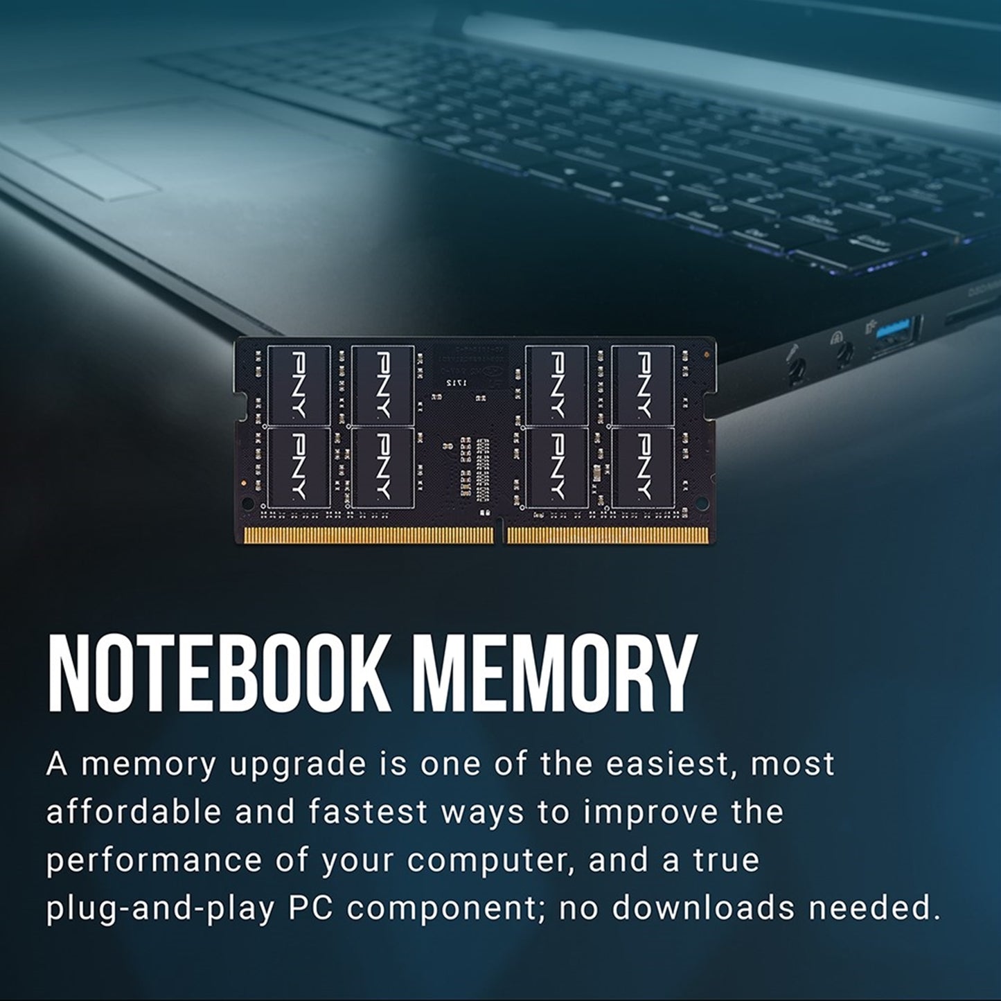 PNY 16GB, PERFORMANCE DDR4 3200MHz, SODIMM Notebook Memory, CL22