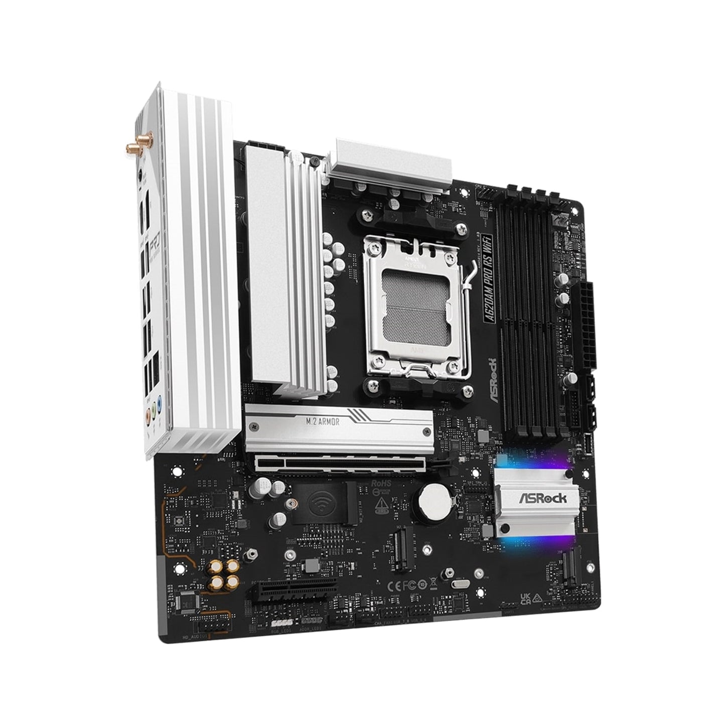 ASRock A620AM Pro RS WiFi AMD Socket AM5 Motherboard DDR5 M.2 USB-C Wi-Fi6E HDMI