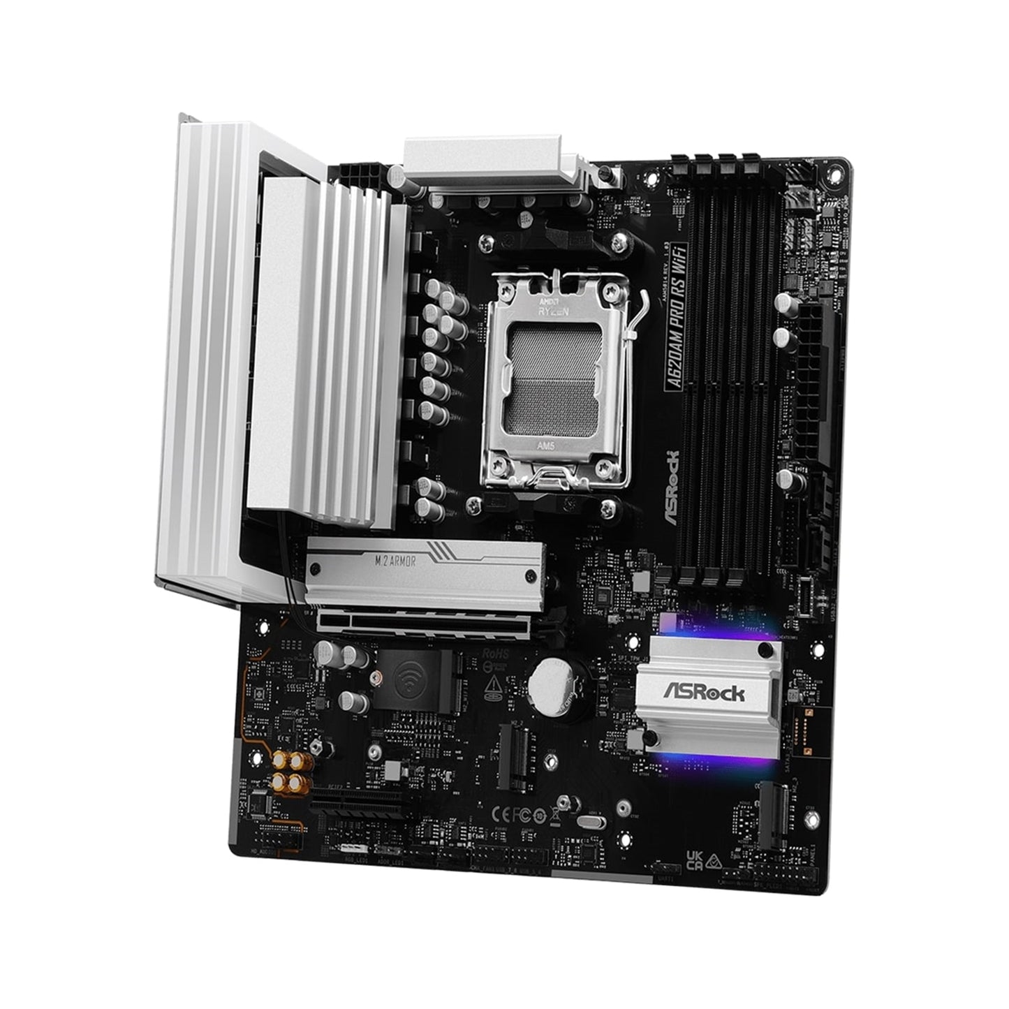 ASRock A620AM Pro RS WiFi AMD Socket AM5 Motherboard DDR5 M.2 USB-C Wi-Fi6E HDMI