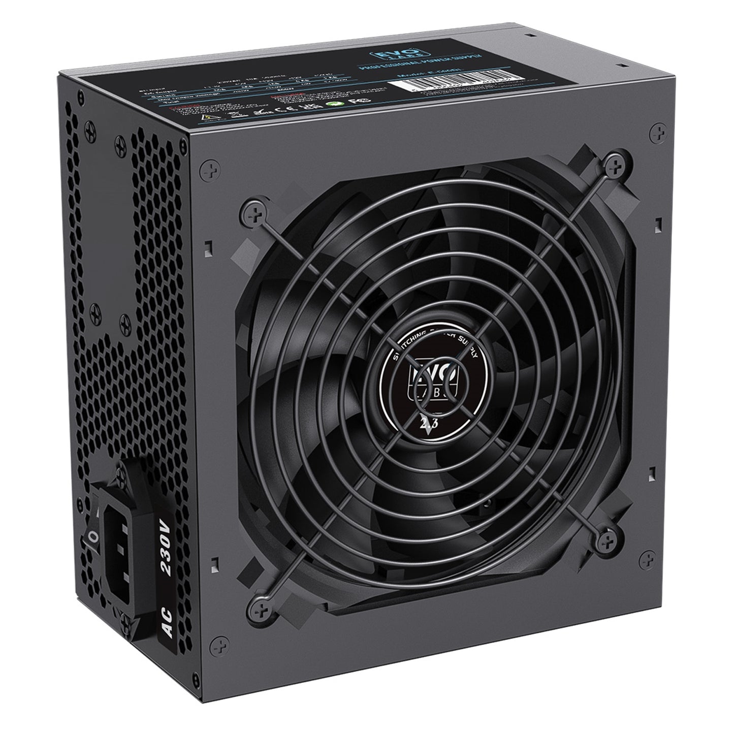 EVO LABS BR500-12BL 500W PSU, 120mm Black Silent Fan, Non-Modular Power Supply