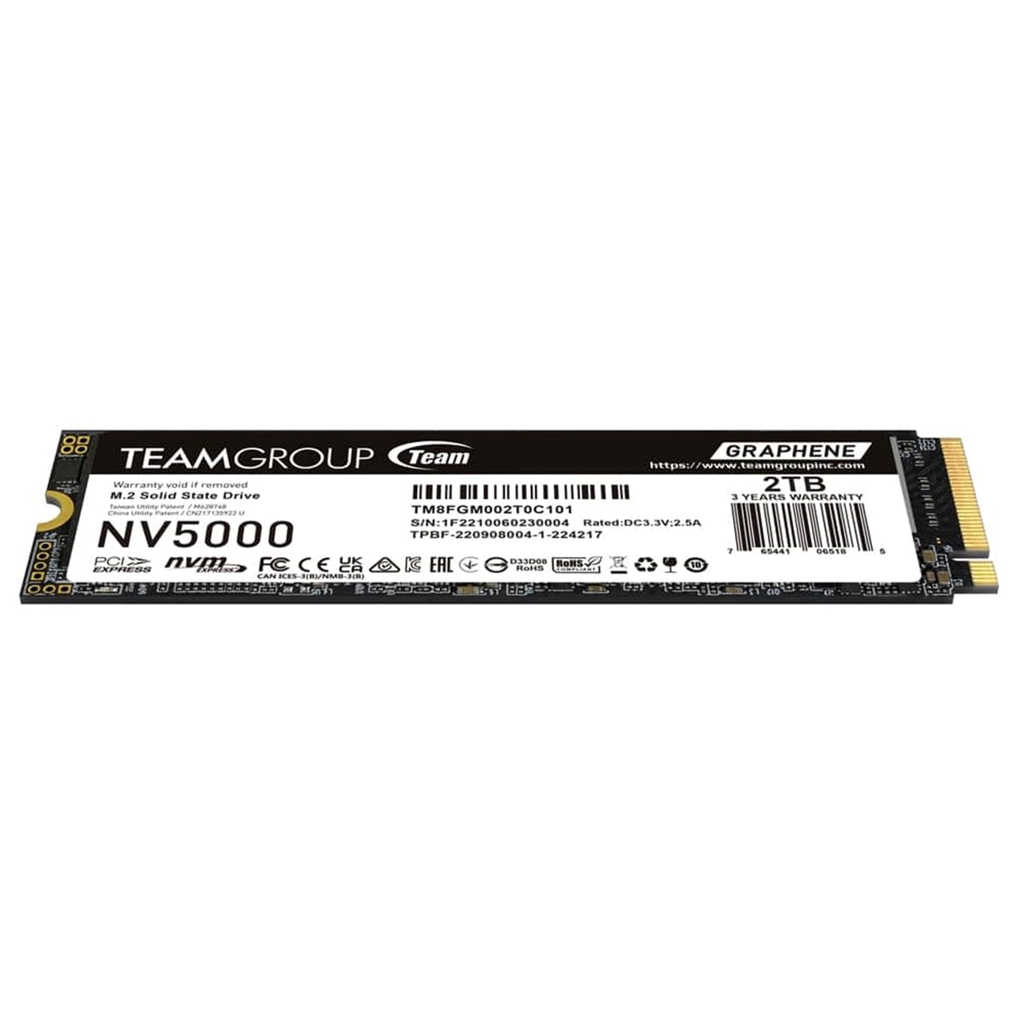 Team NV5000 2TB M.2, PCIe Gen4x4 with NVMe, 2280, Read 4500MB/s, Write 1900MB/s