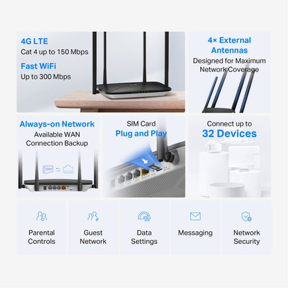 Mercusys MB115-4G N300 Wi-Fi 4G LTE Router