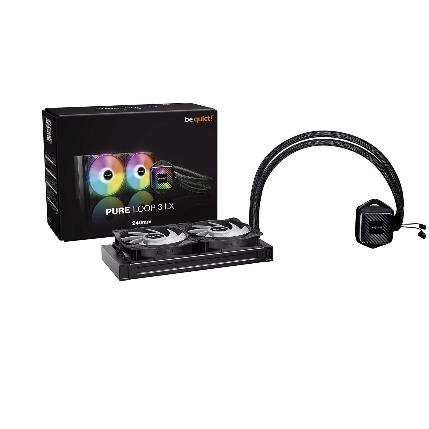 be quiet! Pure Loop 3 LX Liquid CPU Cooler 240mm Radiator ARGB 10 Lighting Foils