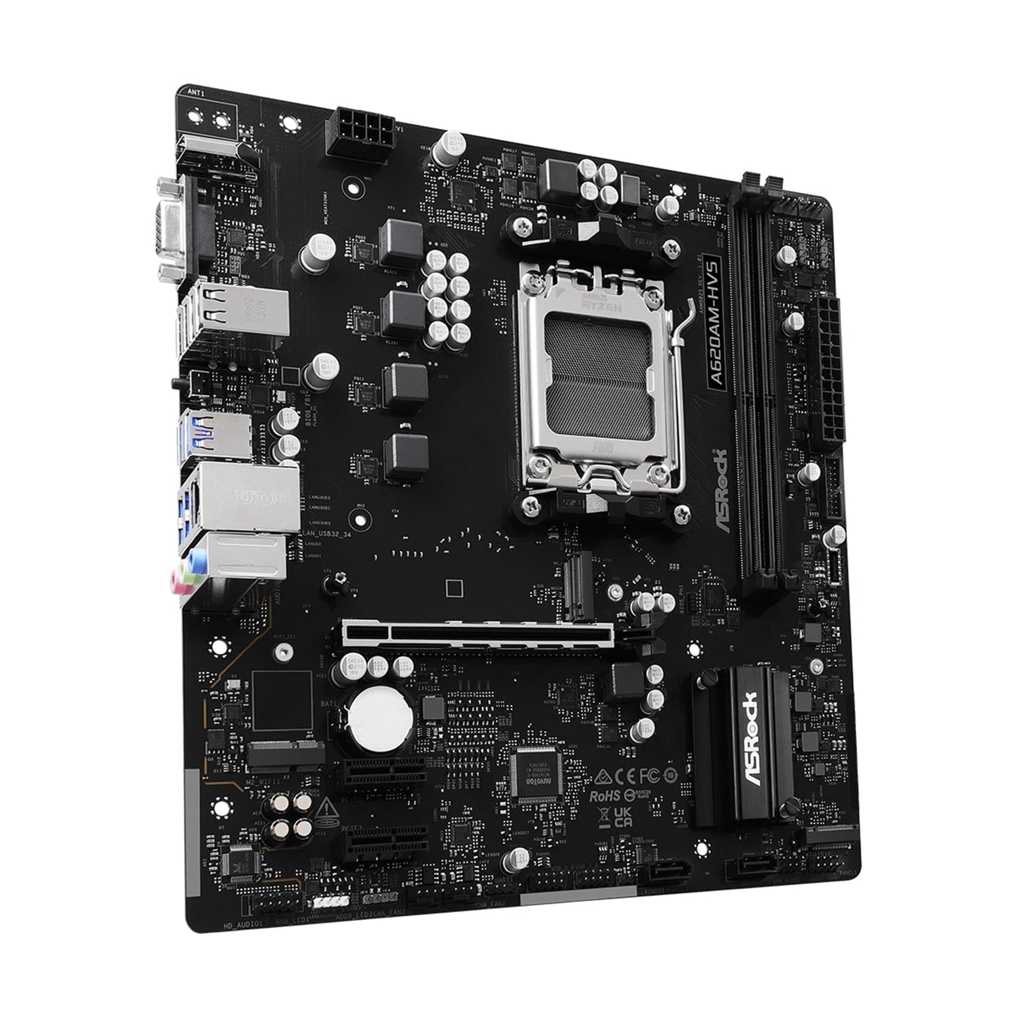 ASRock A620AM-HVS  AMD AM5 Socket Motherboard, Micro-ATX DDR5 M.2 LAN HDMI Port