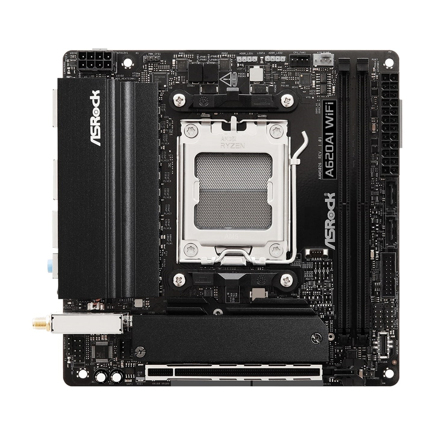 ASRock A620AI WIFI  AMD AM5 Socket Motherboard, Mini-ITX, 2xDDR5, 1xM.2, 1xHDMI