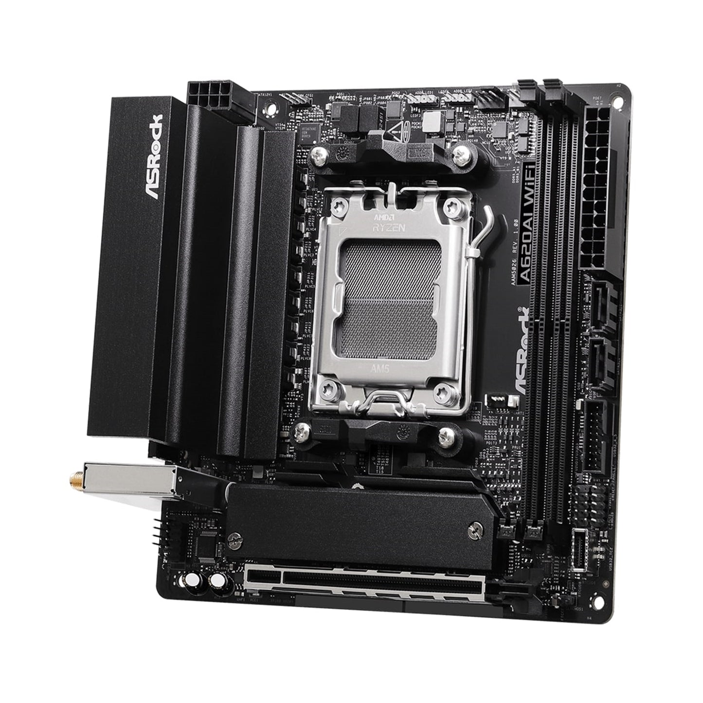 ASRock A620AI WIFI  AMD AM5 Socket Motherboard, Mini-ITX, 2xDDR5, 1xM.2, 1xHDMI