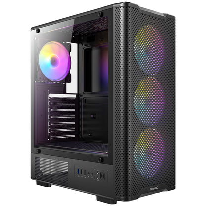 Antec VX310 ARGB  Mid-Tower Gaming PC Case, 4 ARGB Fans, Glass Panel, Mesh Front