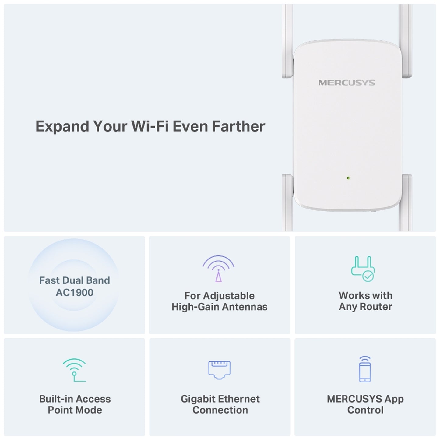 Mercusys ME50G AC1900 Wi-Fi Range Extender (UK Plug)