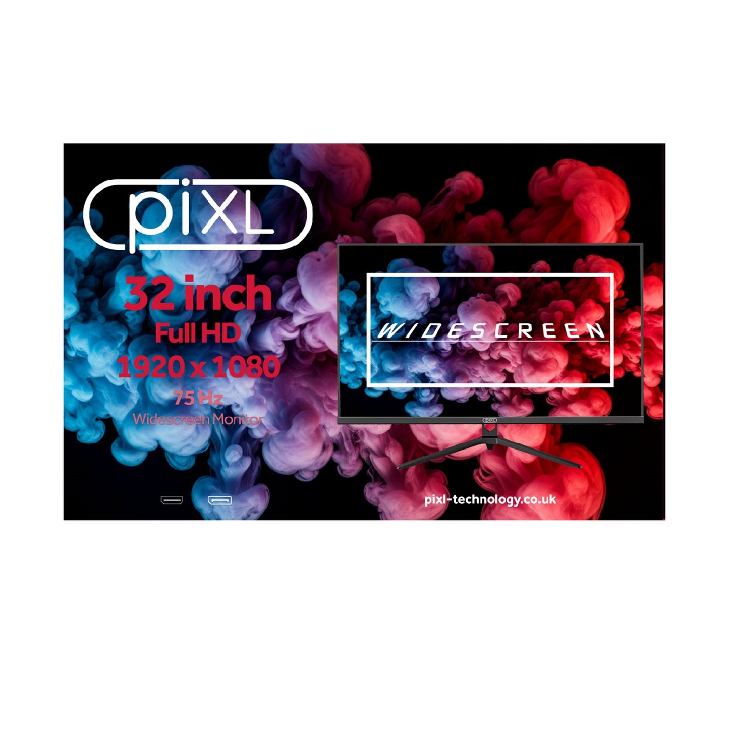 piXL CM32F11 32 Inch Frameless Monitor, Widescreen IPS LCD Panel, FHD 4ms 75Hz