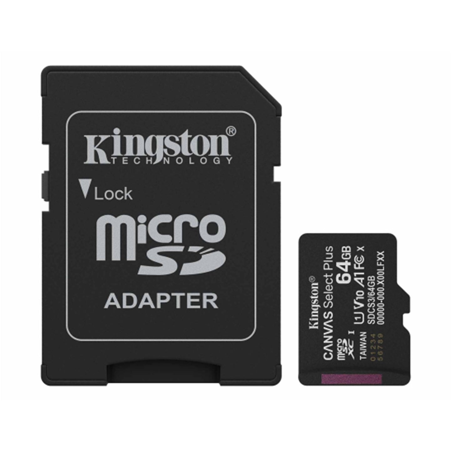Kingston Canvas Select Plus  SDCS3/64GB 64GB Micro-SD Flash Card with Adapter