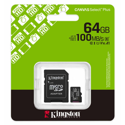 Kingston Canvas Select Plus  SDCS3/64GB 64GB Micro-SD Flash Card with Adapter