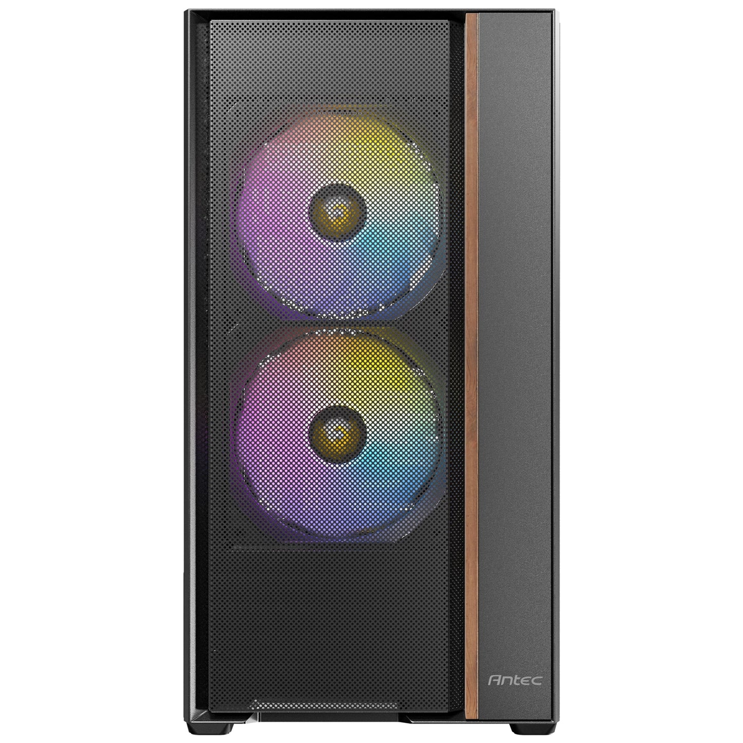 Antec FLUX Rear Mid Tower PC Case, Tempered Glass Steel Plastic Wood, 5 PWM Fans