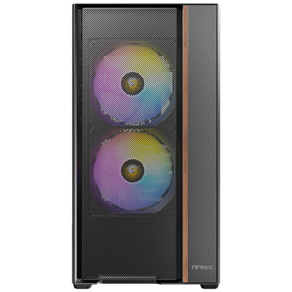 Antec FLUX Rear Mid Tower PC Case, Tempered Glass Steel Plastic Wood, 5 PWM Fans