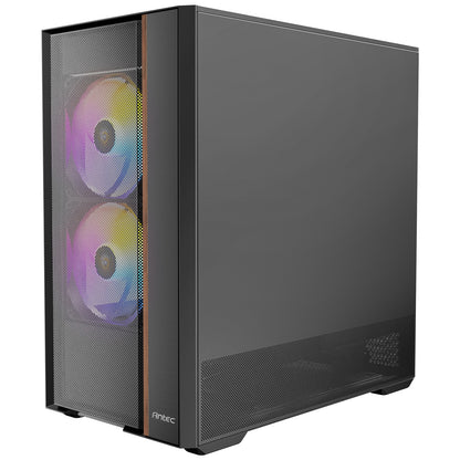 Antec FLUX Rear Mid Tower PC Case, Tempered Glass Steel Plastic Wood, 5 PWM Fans