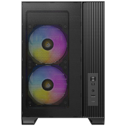 Antec FLUX M  Mini Tower PC Case, Glass, Steel/Plastic, 6x Fans, USB-C, mATX/ITX