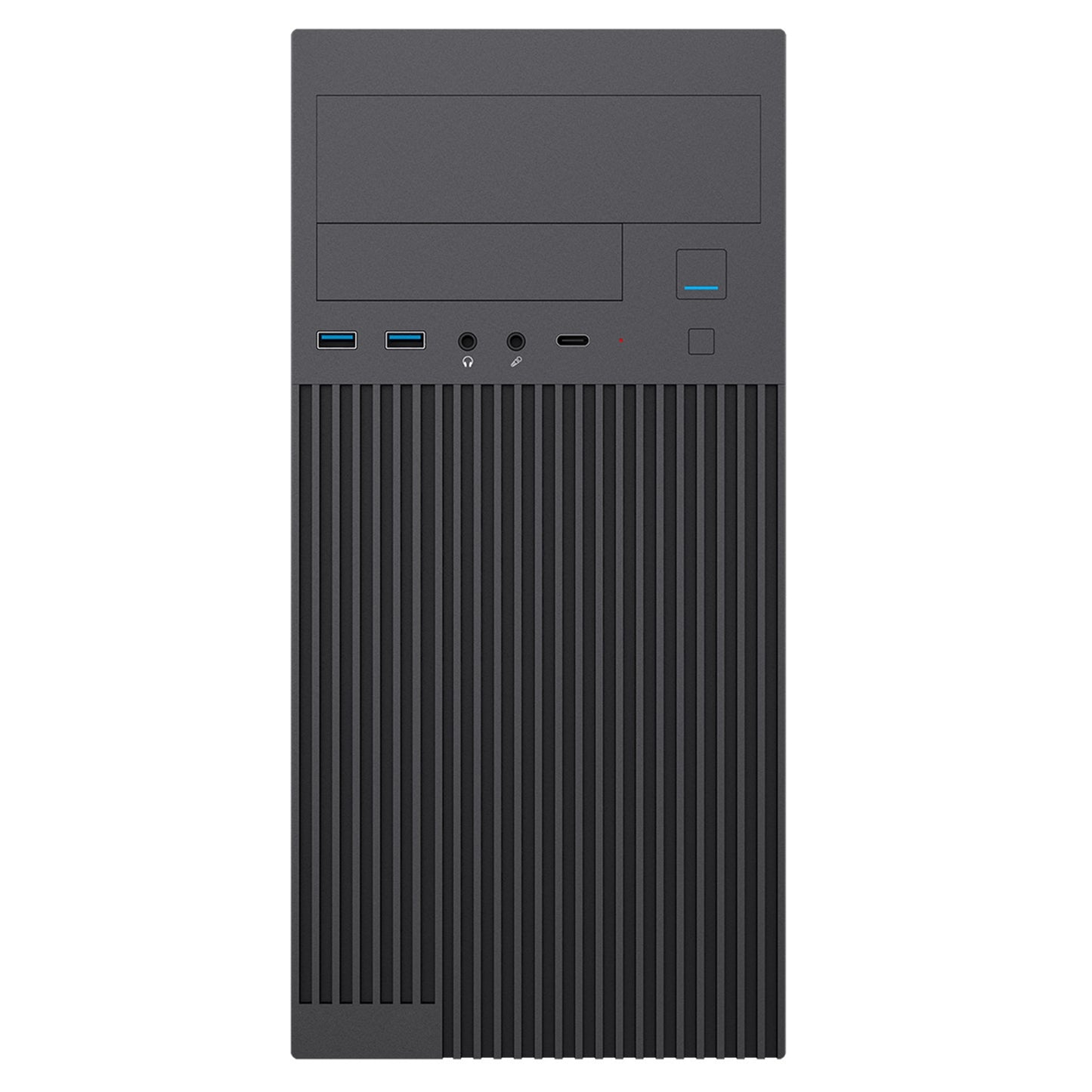 CiT Mentor Micro-ATX Office PC Case With USB Type-C and 80mm Rear Black Fan