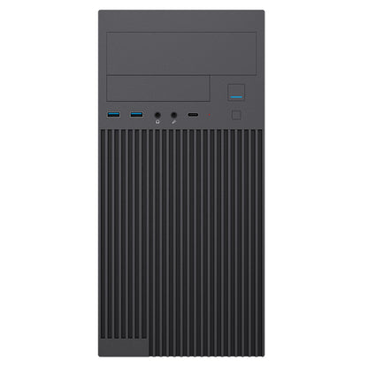 CiT Mentor Micro-ATX Office PC Case With USB Type-C and 80mm Rear Black Fan