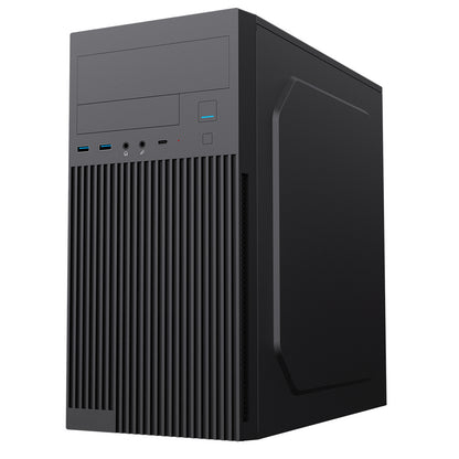 CiT Mentor Micro-ATX Office PC Case With USB Type-C and 80mm Rear Black Fan