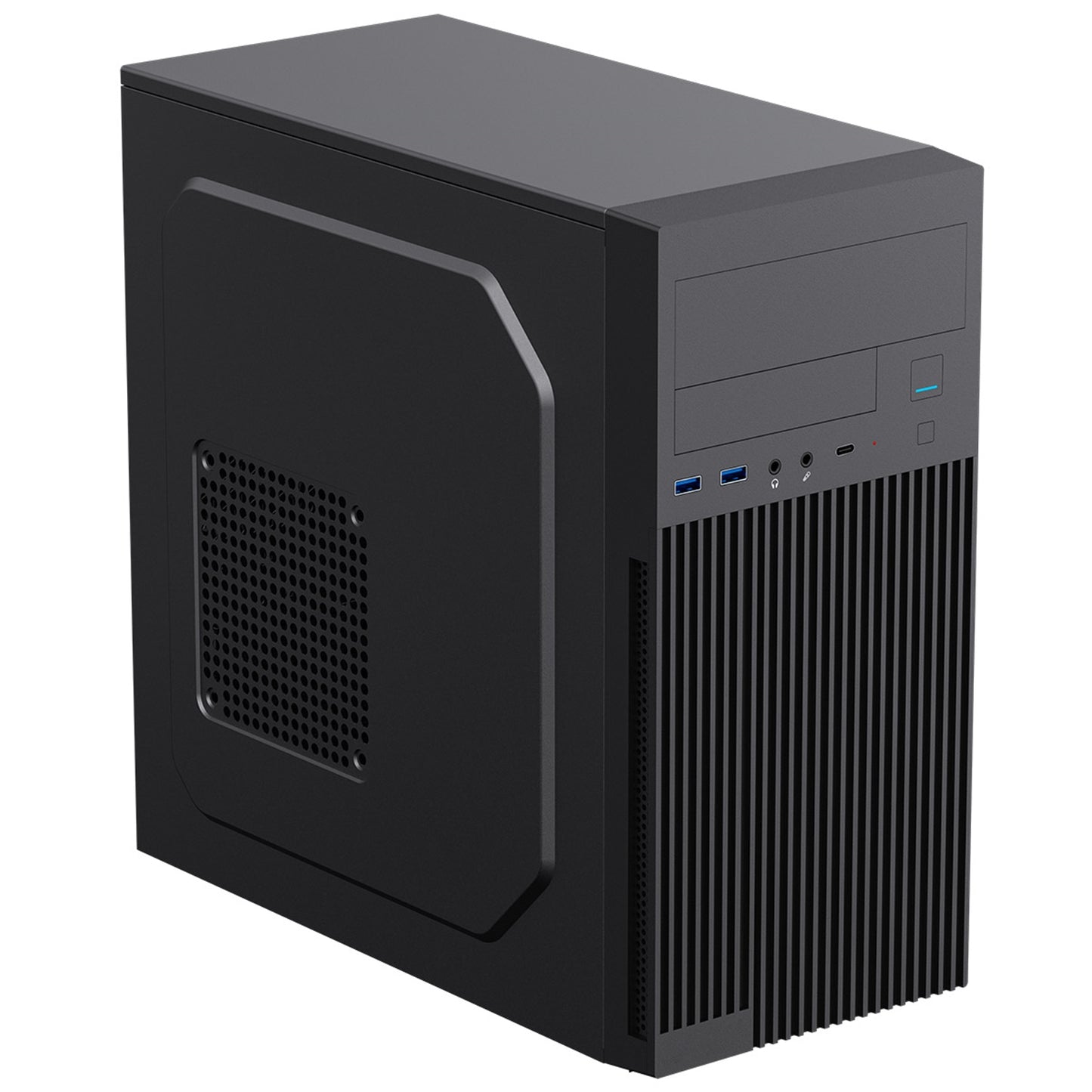 CiT Mentor Micro-ATX Office PC Case With USB Type-C and 80mm Rear Black Fan