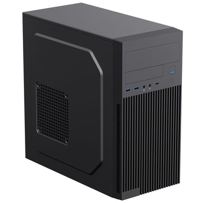 CiT Mentor Micro-ATX Office PC Case With USB Type-C and 80mm Rear Black Fan