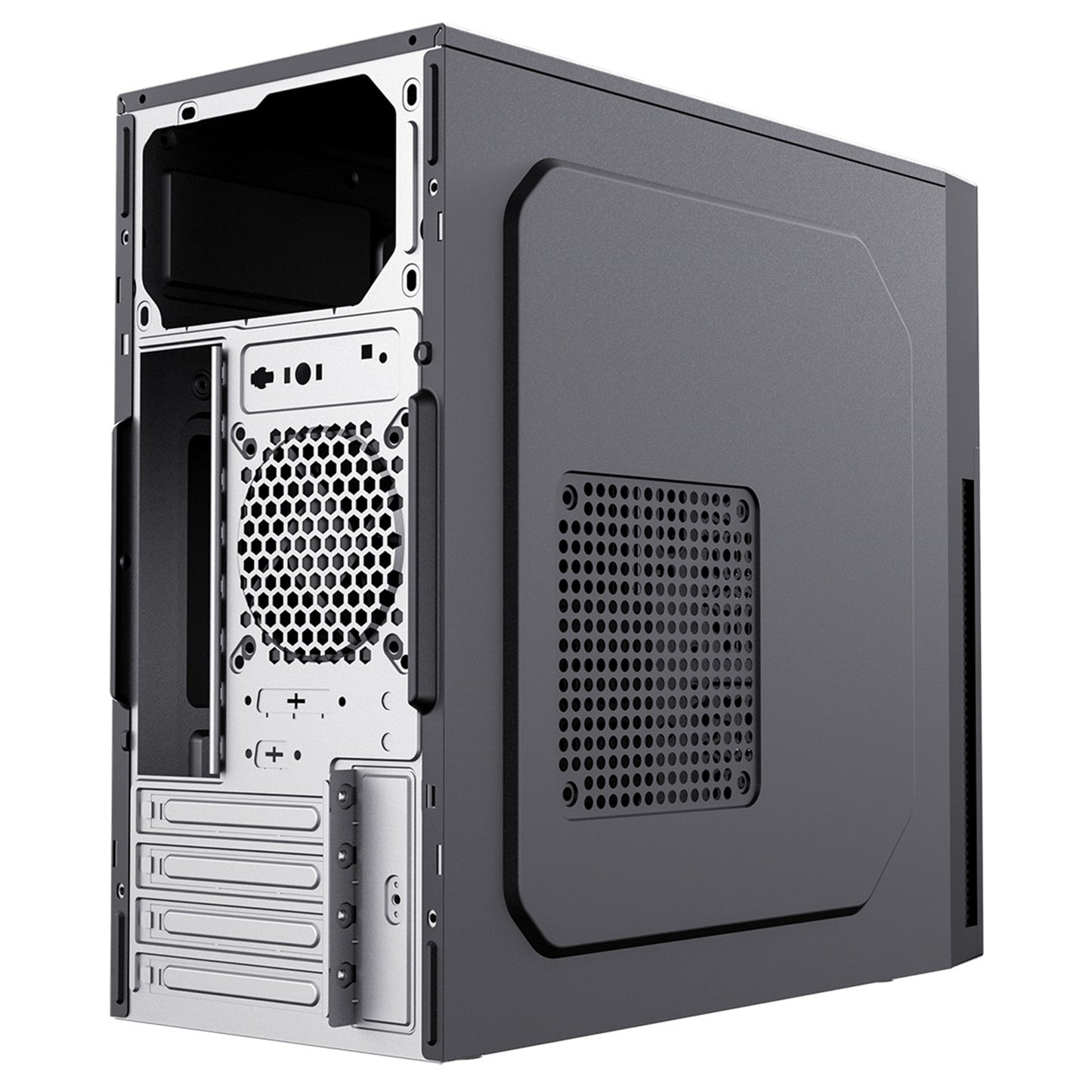 CiT Mentor Micro-ATX Office PC Case With USB Type-C and 80mm Rear Black Fan