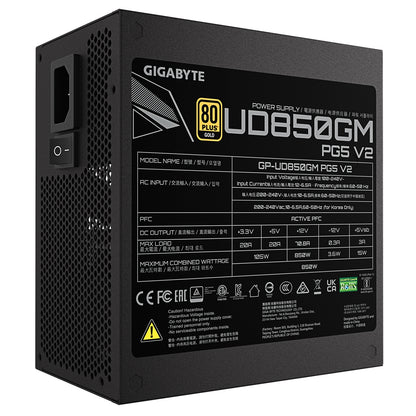 GIGABYTE GP-UD850GM 850W V2 PSU, Fully Modular, PCIe Gen 5.1, ATX 3.1, UK Plug