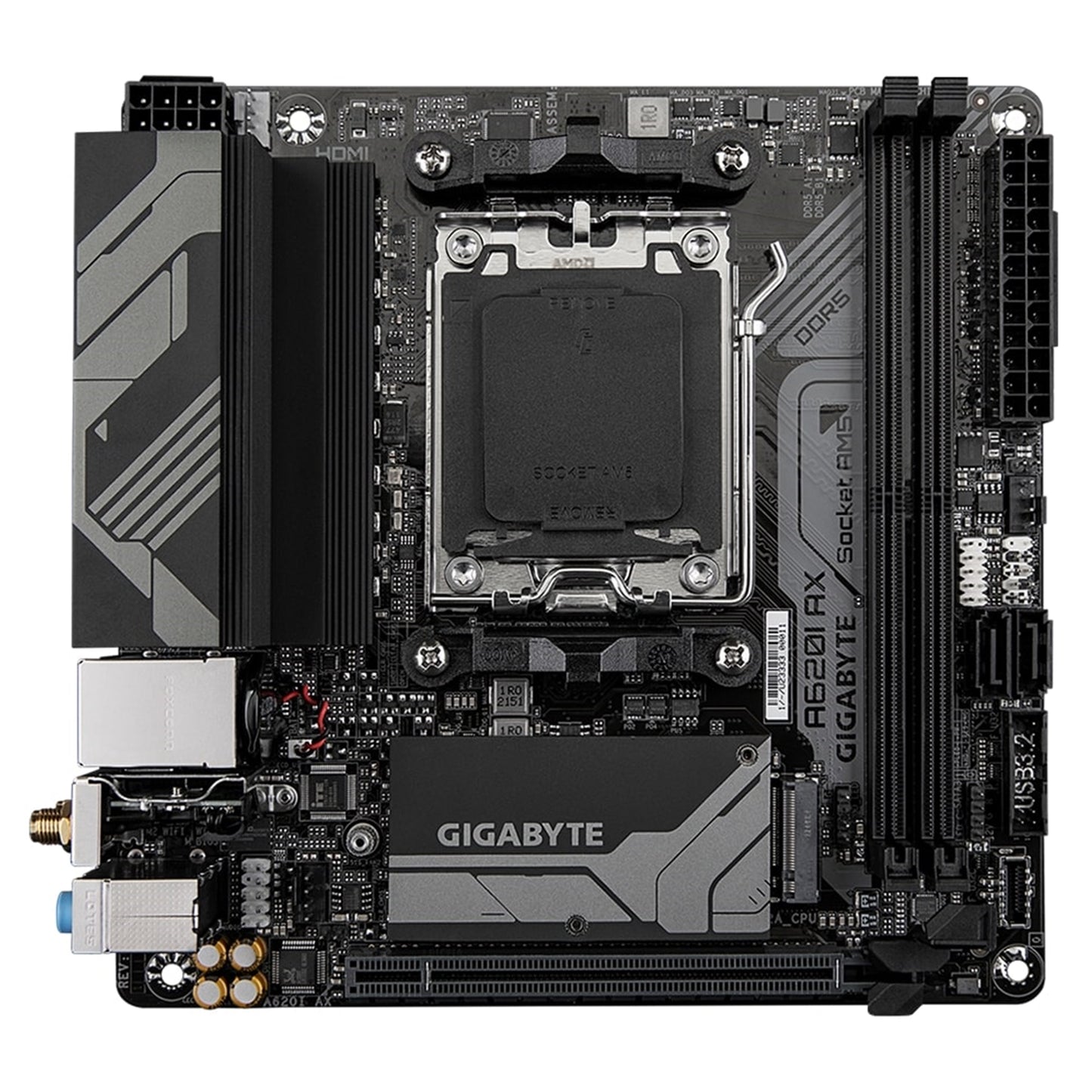 Gigabyte A620I AX (rev. 1.0) AMD5 Socket Motherboard, Mini-ITX DDR5 M2 LAN DP