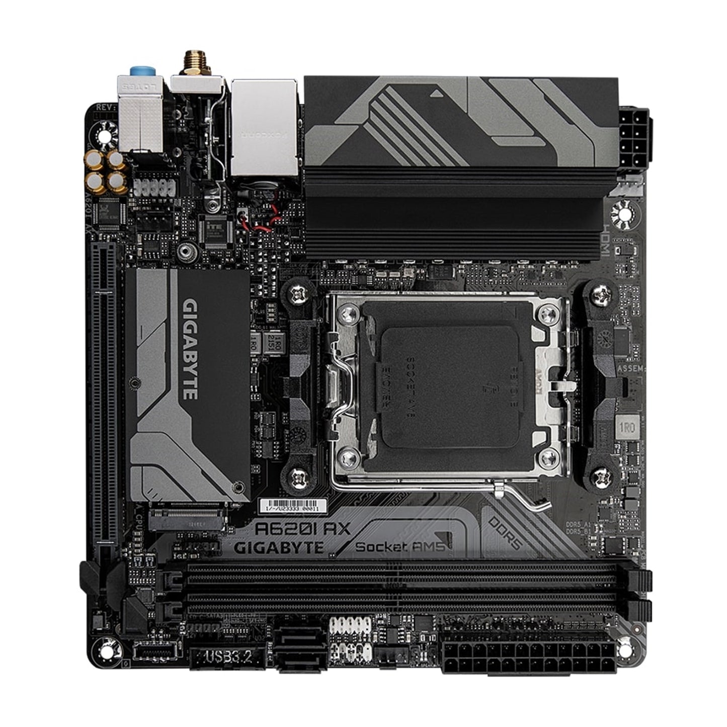Gigabyte A620I AX (rev. 1.0) AMD5 Socket Motherboard, Mini-ITX DDR5 M2 LAN DP