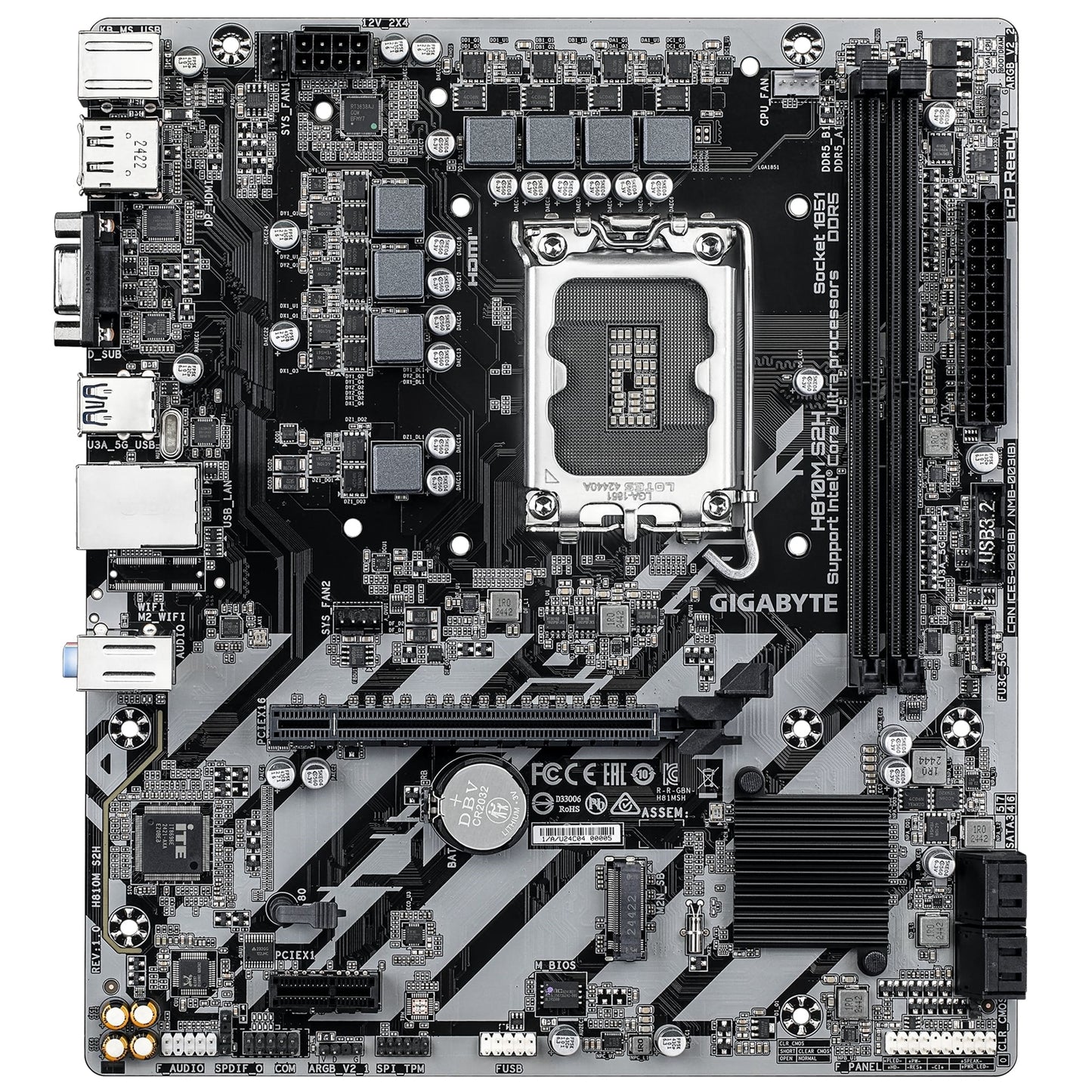 Gigabyte H810M S2H Intel 1851 Socket Motherboard