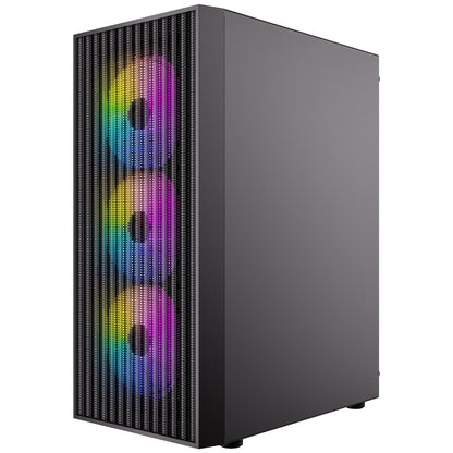 Antec AX27 RGB Elite Mid-Tower Gaming PC Case, Glass, Mesh Front Panel, RGB Fans