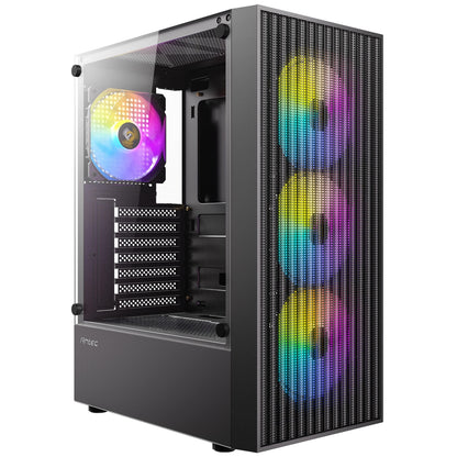 Antec AX27 RGB Elite Mid-Tower Gaming PC Case, Glass, Mesh Front Panel, RGB Fans