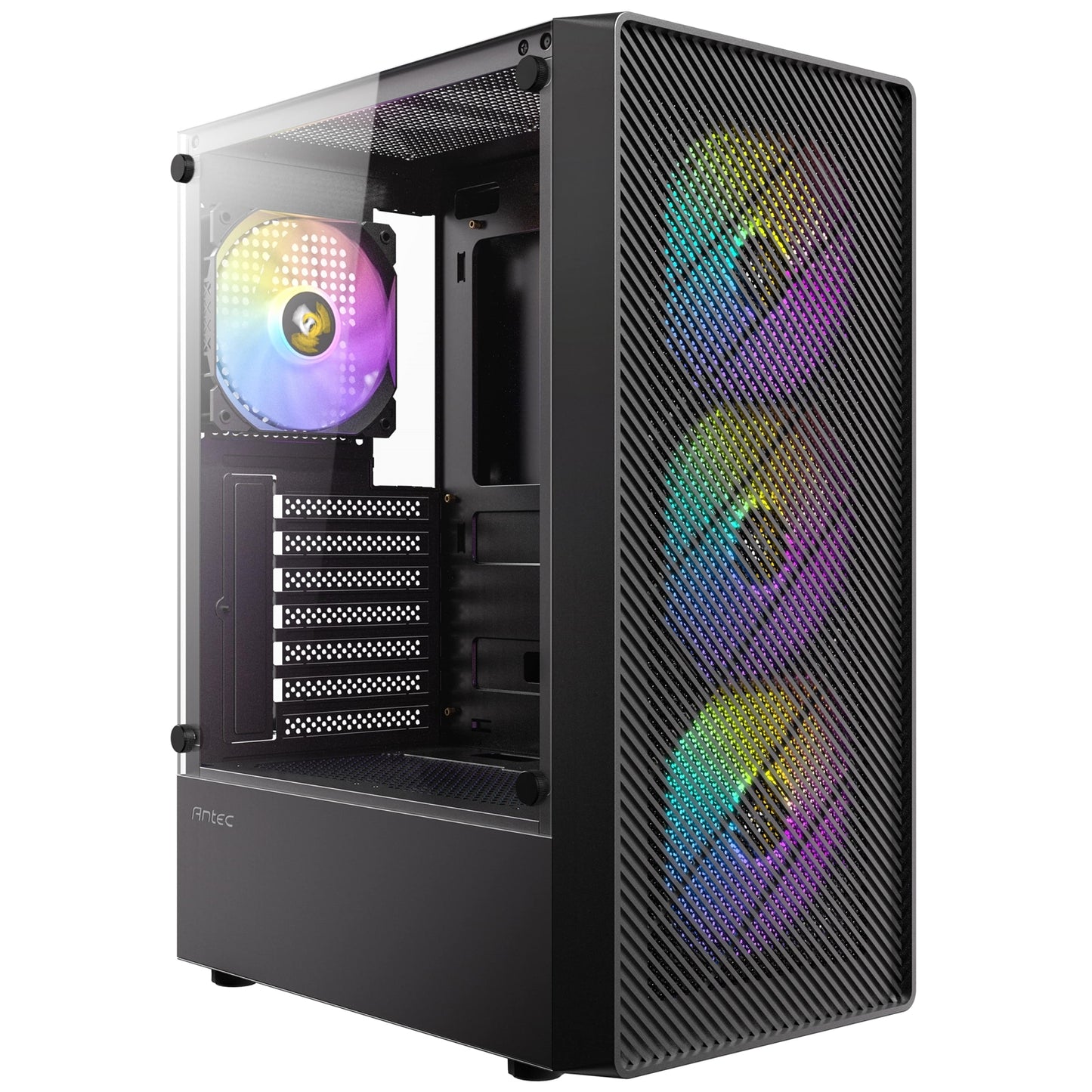 Antec AX26 RGB Elite Mid-Tower Gaming PC Case, 4x120mm RGB Fans Glass Side Panel