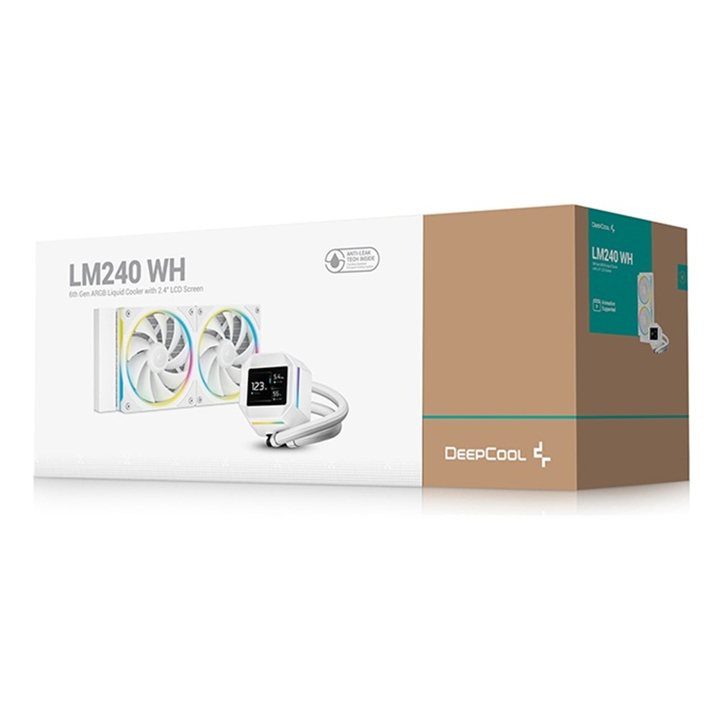 DeepCool LM240 White Liquid CPU Cooler IPS Display 240mm AIO Dual 120mm ARGB Fan