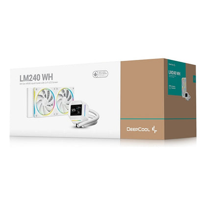 DeepCool LM240 White Liquid CPU Cooler IPS Display 240mm AIO Dual 120mm ARGB Fan